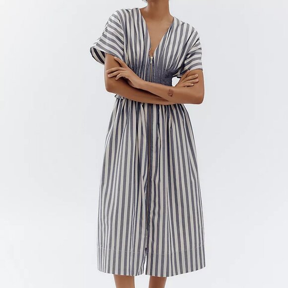 By Anthropologie V-Neck Zip-Front Midi Dress - Picture 3 of 4